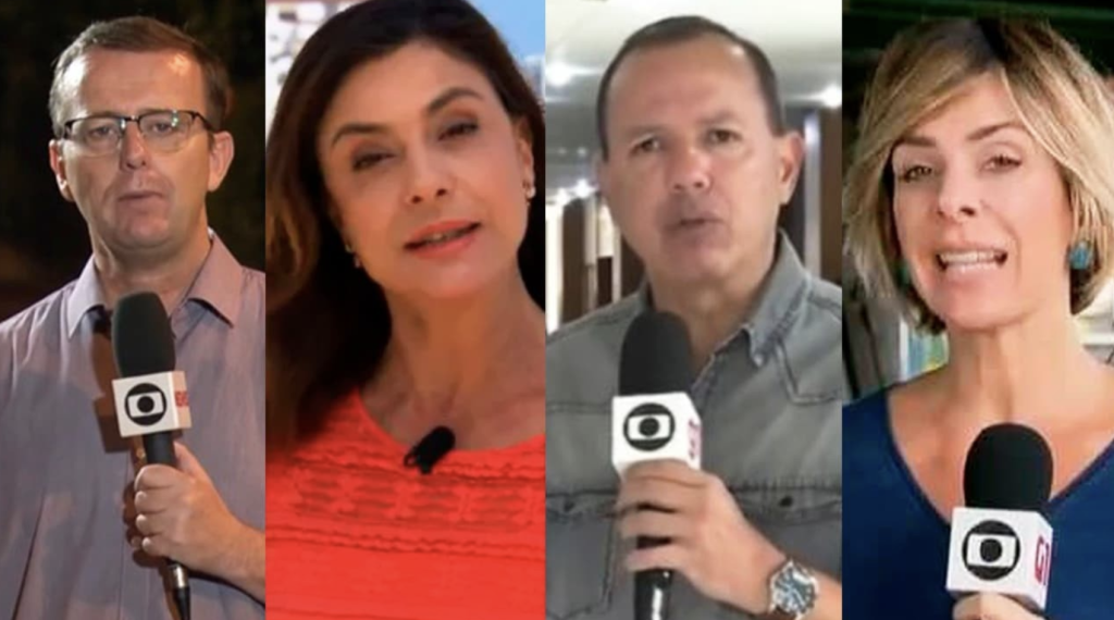 Os repórteres Carlos de Lannoy, Luciana Osório, Eduardo Tchao e Flávia Jannuzzi, dispensados pela Rede Globo. Reprodução/ UOL